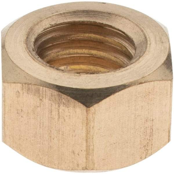 Value Collection - 3/8-16 UNC Brass Right Hand Hex Nut - 9/16" Across Flats, 21/64" High - Apex Tool & Supply