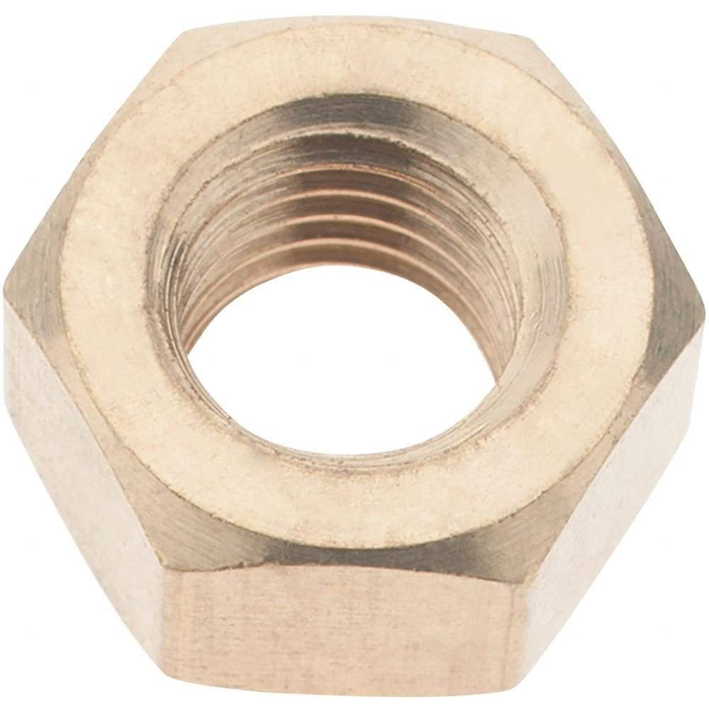 Value Collection - 5/16-24 UNF Brass Right Hand Hex Nut - 1/2" Across Flats, 17/64" High - Apex Tool & Supply