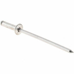 Value Collection - Size 34 Dome Head Aluminum Open End Blind Rivet - Aluminum Mandrel, 0.126" to 1/4" Grip, 0.188" Head Diam, 0.097" to 0.1" Hole Diam, 3/8" Length Under Head, 3/32" Body Diam - Apex Tool & Supply