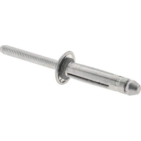 RivetKing - Aluminum Open End Blind Rivet - Aluminum Mandrel, 1/8" to 3/8" Grip, 1/4" Head Diam, 1-1/64" Length Under Head, 1/4" Body Diam - Apex Tool & Supply
