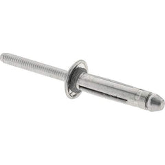 RivetKing - Aluminum Open End Blind Rivet - Aluminum Mandrel, 1/8" to 3/8" Grip, 1/4" Head Diam, 1-1/64" Length Under Head, 1/4" Body Diam - Apex Tool & Supply