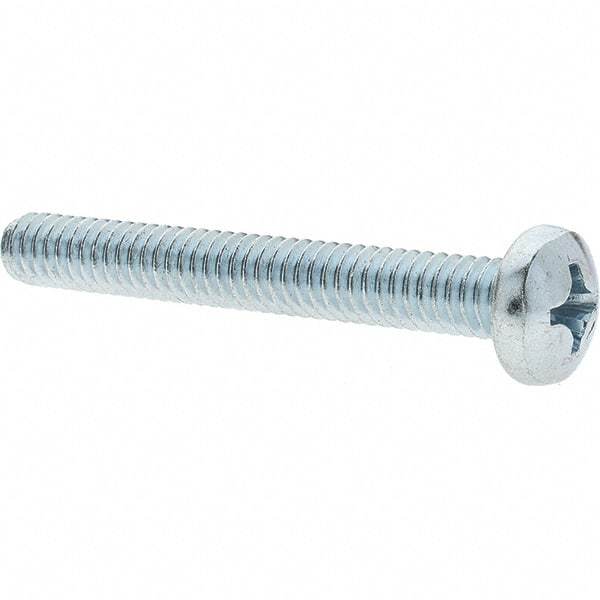 Value Collection - 1/4-20 UNC, 2" Length Under Head Phillips Drive Machine Screw - Pan Head, Grade 2 Steel, Zinc-Plated Finish, Without Washer - Apex Tool & Supply