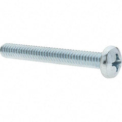 Value Collection - 1/4-20 UNC, 2" Length Under Head Phillips Drive Machine Screw - Pan Head, Grade 2 Steel, Zinc-Plated Finish, Without Washer - Apex Tool & Supply