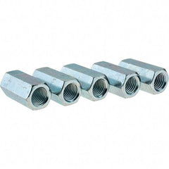Value Collection - 7/8-9 UNC, 2-1/2" OAL Steel Standard Coupling Nut - Zinc-Plated Finish, 1-1/4" Width Across Flats - Apex Tool & Supply