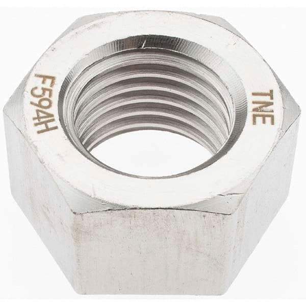 Value Collection - 1-1/4 - 7 UNC Stainless Steel Right Hand Hex Nut - 1-7/8" Across Flats, 1-1/16" High, Uncoated - Apex Tool & Supply
