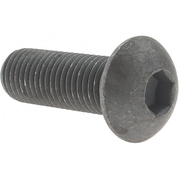 Value Collection - M16x2.00 Metric Coarse Hex Socket Drive, Button Screw - Grade 12.9 Alloy Steel, Black Oxide Finish, Fully Threaded, 45mm Length Under Head - Apex Tool & Supply