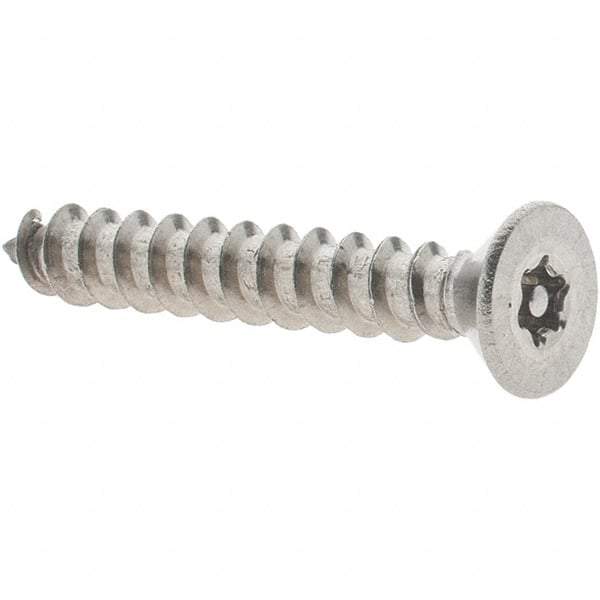 Value Collection - #10 Flat Head Torx Sheet Metal Screw - Stainless Steel, 1-1/4" OAL, Grade 18-8, T25 Drive - Apex Tool & Supply