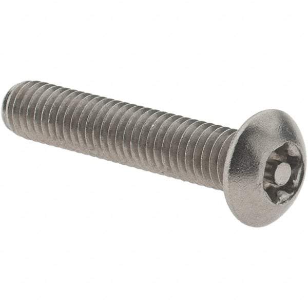 Value Collection - #10-32 UNF Pin In Torx Drive, Button Screw - Grade 18-8 Stainless Steel, Uncoated, 1" Length Under Head - Apex Tool & Supply