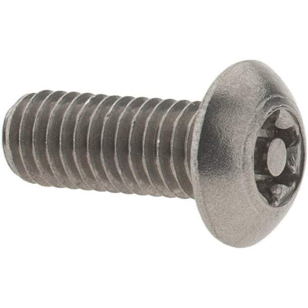 Value Collection - #10-32 UNF Pin In Torx Drive, Button Screw - Grade 18-8 Stainless Steel, Uncoated, 1/2" Length Under Head - Apex Tool & Supply