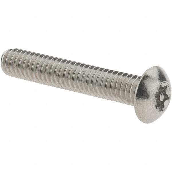 Value Collection - #8-32 UNC Pin In Torx Drive, Button Screw - Grade 18-8 Stainless Steel, Uncoated, 1" Length Under Head - Apex Tool & Supply