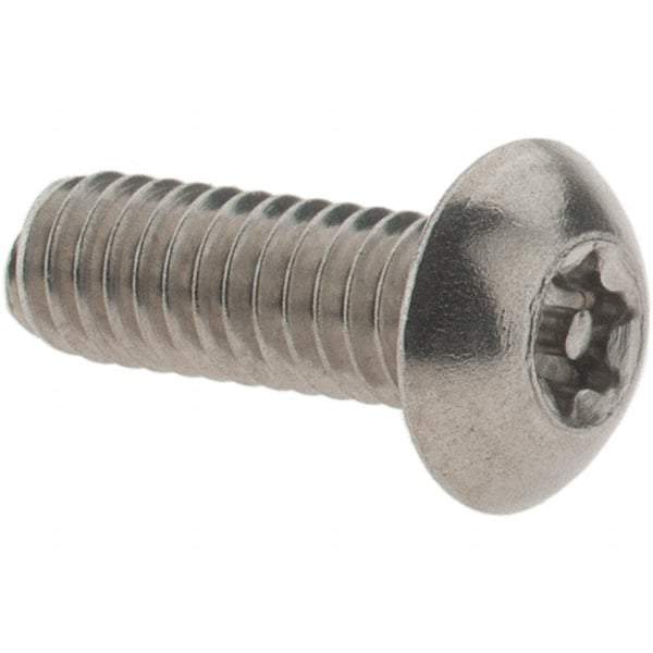 Value Collection - #8-32 UNC Pin In Torx Drive, Button Screw - Grade 18-8 Stainless Steel, Uncoated, 1/2" Length Under Head - Apex Tool & Supply