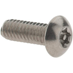 Value Collection - #8-32 UNC Pin In Torx Drive, Button Screw - Grade 18-8 Stainless Steel, Uncoated, 1/2" Length Under Head - Apex Tool & Supply