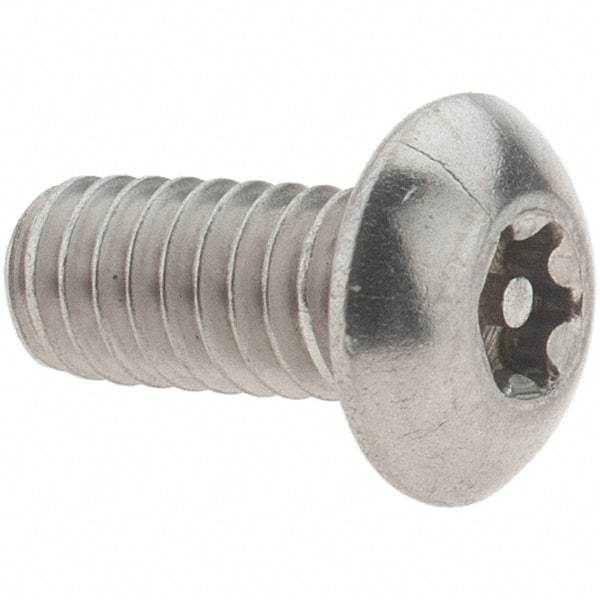 Value Collection - #8-32 UNC Pin In Torx Drive, Button Screw - Grade 18-8 Stainless Steel, Uncoated, 3/8" Length Under Head - Apex Tool & Supply