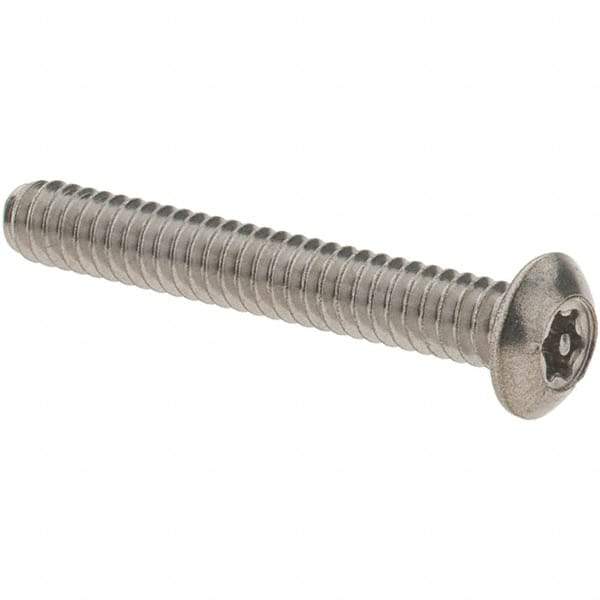 Value Collection - #6-32 UNC Pin In Torx Drive, Button Screw - Grade 18-8 Stainless Steel, Uncoated, 1" Length Under Head - Apex Tool & Supply