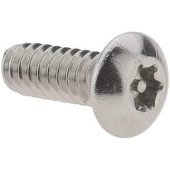 Value Collection - #6-32 UNC Pin In Torx Drive, Button Screw - Grade 18-8 Stainless Steel, Uncoated, 3/8" Length Under Head - Apex Tool & Supply