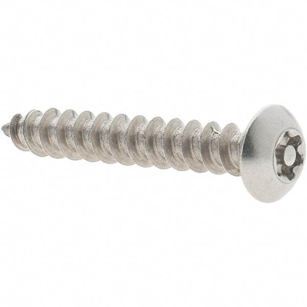 Value Collection - #10 Button Head Torx Sheet Metal Screw - Stainless Steel, 1-1/4" Length Under Head, Grade 18-8, T25 Drive - Apex Tool & Supply