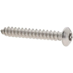 Value Collection - #6 Button Head Pin In Torx Sheet Metal Screw - Stainless Steel, 1" Length Under Head, Grade 18-8, T10 Drive - Apex Tool & Supply