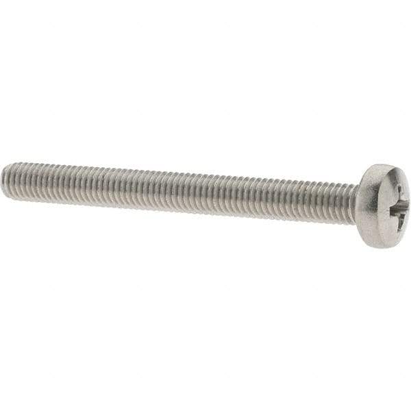Value Collection - M5x0.80 Metric Coarse, 50mm Length Under Head Phillips Drive Machine Screw - Pan Head, Grade 18-8 & A2 Stainless Steel, Uncoated, Without Washer - Apex Tool & Supply