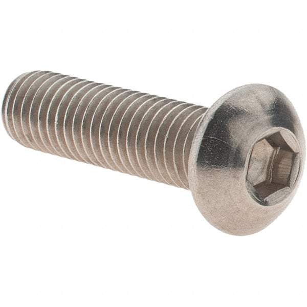Value Collection - M8x1.25 Metric Coarse Hex Socket Drive, Button Screw - Grade 18-8 Stainless Steel, Partially Threaded, 30mm Length Under Head - Apex Tool & Supply
