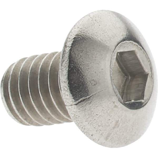 Value Collection - M4x0.70 Metric Coarse Hex Socket Drive, Button Screw - Grade 18-8 & Austenitic A2 Stainless Steel, Uncoated, Fully Threaded, 6mm Length Under Head - Apex Tool & Supply