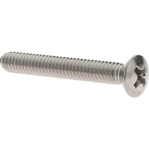Value Collection - #8-32 UNC, 1-1/4" Length Under Head Phillips Drive Machine Screw - Oval Head, Grade 316 Stainless Steel, Uncoated, Without Washer - Apex Tool & Supply