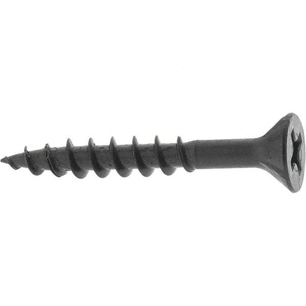 Buildex - #8, 1-1/4" OAL, Phillips Drive Flat Head, Steel Drywall Screws - Black Oxide Finish, Grade 2 - Apex Tool & Supply