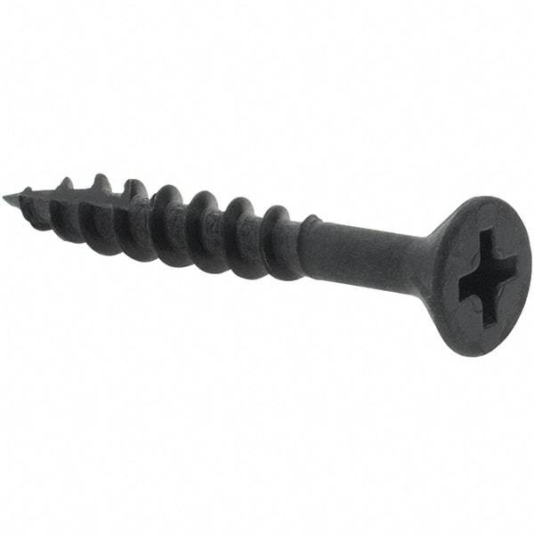 Buildex - #8, 1-1/4" OAL, Phillips Drive Flat Head, Steel Drywall Screws - Black Oxide Finish, Grade 2 - Apex Tool & Supply