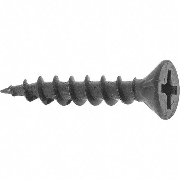Buildex - #8, 1" OAL, Phillips Drive Flat Head, Steel Drywall Screws - Black Oxide Finish, Grade 2 - Apex Tool & Supply