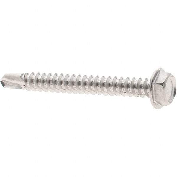 Value Collection - #8, Hex Washer Head, Hex Drive, 1-1/2" Length Under Head, #2 Point, Self Drilling Screw - Grade 410 Stainless Steel - Apex Tool & Supply