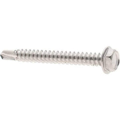 Value Collection - #8, Hex Washer Head, Hex Drive, 1-1/2" Length Under Head, #2 Point, Self Drilling Screw - Grade 410 Stainless Steel - Apex Tool & Supply