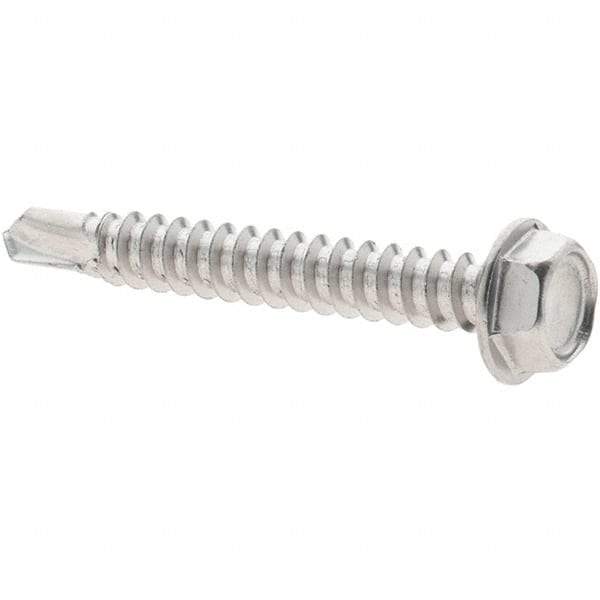 Value Collection - #8, Hex Washer Head, Hex Drive, 1-1/4" Length Under Head, #2 Point, Self Drilling Screw - Grade 410 Stainless Steel - Apex Tool & Supply