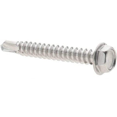 Value Collection - #8, Hex Washer Head, Hex Drive, 1-1/4" Length Under Head, #2 Point, Self Drilling Screw - Grade 410 Stainless Steel - Apex Tool & Supply