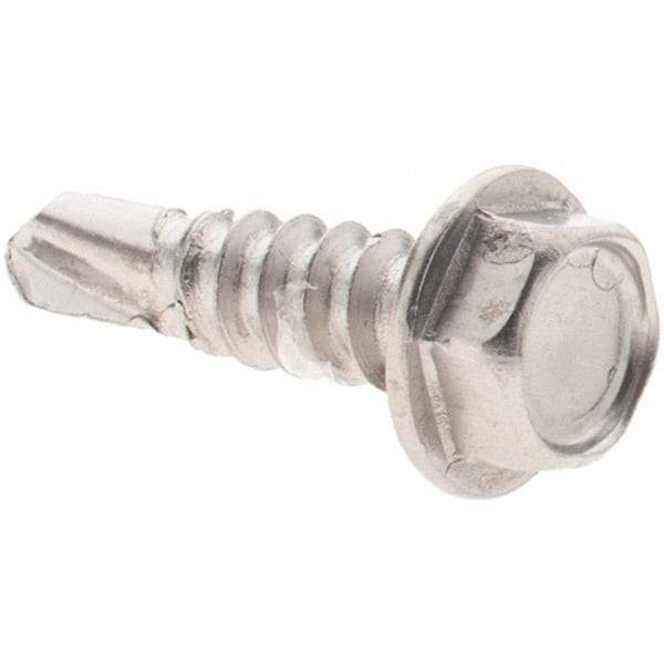 Value Collection - #8, Hex Washer Head, Hex Drive, 5/8" Length Under Head, #2 Point, Self Drilling Screw - Grade 410 Stainless Steel - Apex Tool & Supply