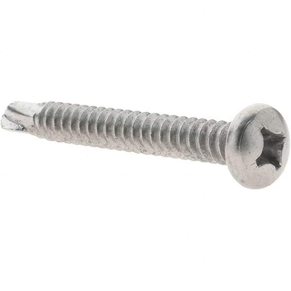 Value Collection - #14, Pan Head, Phillips Drive, 2" Length Under Head, #3 Point, Self Drilling Screw - Grade 410 Stainless Steel - Apex Tool & Supply