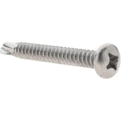 Value Collection - #14, Pan Head, Phillips Drive, 2" Length Under Head, #3 Point, Self Drilling Screw - Grade 410 Stainless Steel - Apex Tool & Supply
