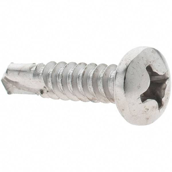 Value Collection - #12, Pan Head, Phillips Drive, 1" Length Under Head, #3 Point, Self Drilling Screw - Grade 410 Stainless Steel - Apex Tool & Supply