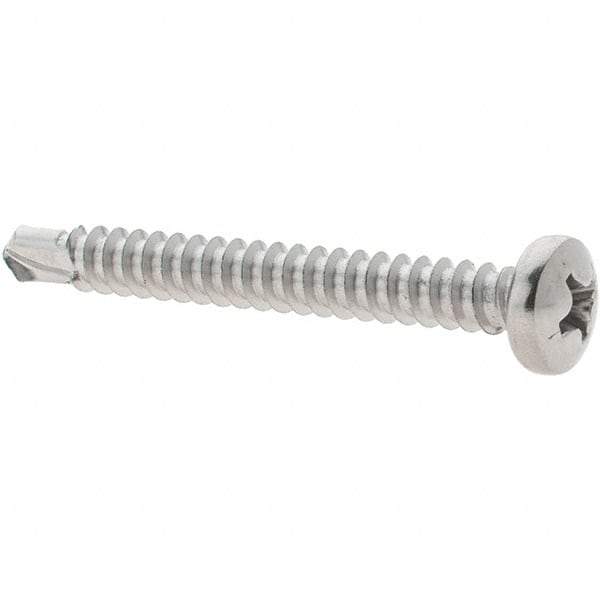 Value Collection - #8, Pan Head, Phillips Drive, 1-1/2" Length Under Head, #2 Point, Self Drilling Screw - Grade 410 Stainless Steel - Apex Tool & Supply