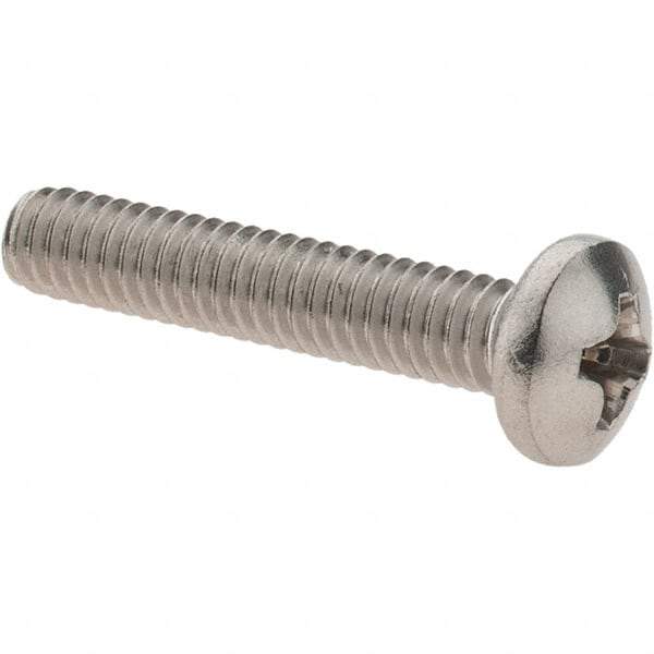 Value Collection - #8-32 UNC, 7/8" Length Under Head Phillips Drive Machine Screw - Pan Head, Grade 18-8 Stainless Steel, Uncoated, Without Washer - Apex Tool & Supply
