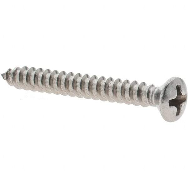 Value Collection - #6 Oval Head Phillips Sheet Metal Screw - Stainless Steel, 1-1/4" Length Under Head, Grade 18-8 - Apex Tool & Supply