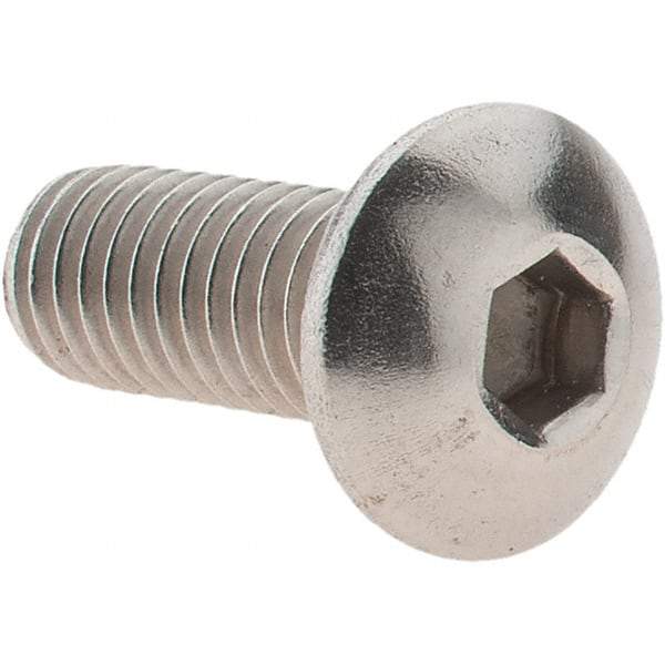 Value Collection - M5x0.80 Metric Coarse Hex Socket Drive, Button Screw - Grade 18-8 & Austenitic A2 Stainless Steel, Uncoated, Fully Threaded, 12mm Length Under Head - Apex Tool & Supply