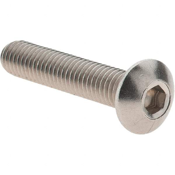 Value Collection - M5x0.80 Metric Coarse Hex Socket Drive, Button Screw - Grade 18-8 & Austenitic A2 Stainless Steel, Uncoated, Partially Threaded, 25mm Length Under Head - Apex Tool & Supply