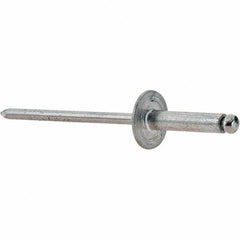 Value Collection - Size 46 Large Flange Dome Head Aluminum Open End Blind Rivet - Steel Mandrel, 0.251" to 3/8" Grip, 3/8" Head Diam, 0.129" to 0.133" Hole Diam, 0.525" Length Under Head, 1/8" Body Diam - Apex Tool & Supply