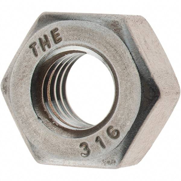 Value Collection - 5/16-18 UNC Stainless Steel Right Hand Heavy Hex Nut - 9/16" Across Flats, 19/64" High, Uncoated - Apex Tool & Supply