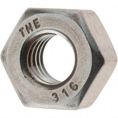 Value Collection - 5/16-18 UNC Stainless Steel Right Hand Heavy Hex Nut - 9/16" Across Flats, 19/64" High, Uncoated - Apex Tool & Supply