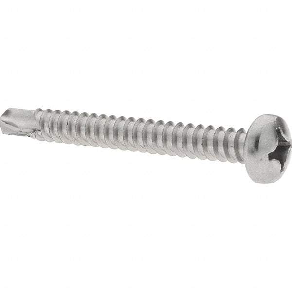 Value Collection - #12, Pan Head, Phillips Drive, 2" Length Under Head, #3 Point, Self Drilling Screw - Grade 410 Stainless Steel - Apex Tool & Supply