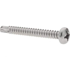 Value Collection - #12, Pan Head, Phillips Drive, 2" Length Under Head, #3 Point, Self Drilling Screw - Grade 410 Stainless Steel - Apex Tool & Supply