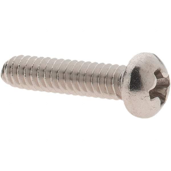 Made in USA - #4-40 UNC, 1/2" Length Under Head Phillips Drive Machine Screw - Round Head, Grade 18-8 Stainless Steel, Uncoated, Without Washer - Apex Tool & Supply