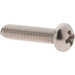 Made in USA - #4-40 UNC, 1/2" Length Under Head Phillips Drive Machine Screw - Round Head, Grade 18-8 Stainless Steel, Uncoated, Without Washer - Apex Tool & Supply