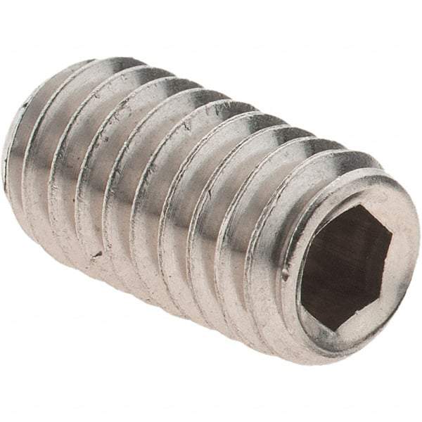 Made in USA - 5/16-18 UNC, 5/8" OAL, Cup Point Set Screw - Grade 18-8 Stainless Steel, 3/32" Key - Apex Tool & Supply