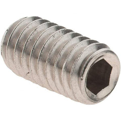 Made in USA - 5/16-18 UNC, 5/8" OAL, Cup Point Set Screw - Grade 18-8 Stainless Steel, 3/32" Key - Apex Tool & Supply